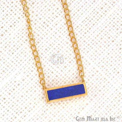 Gemstone Bar Gold Pendant Necklace (Pick your Gemstone) - GemMartUSA