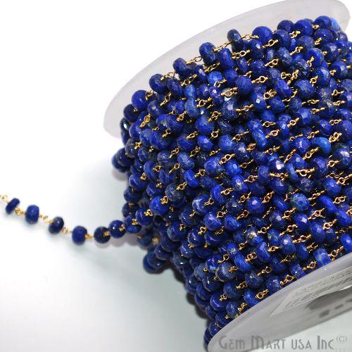 Lapis Lazuli Gold Plated Wire Wrapped Beads Rosary Chain (762796081199)