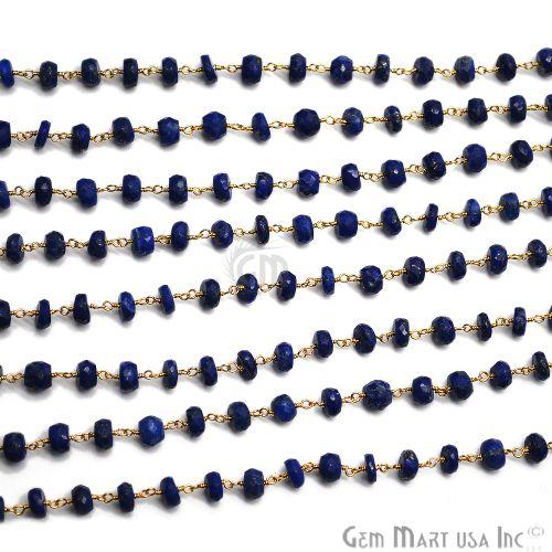 Lapis Lazuli Gold Plated Wire Wrapped Beads Rosary Chain (762796081199)