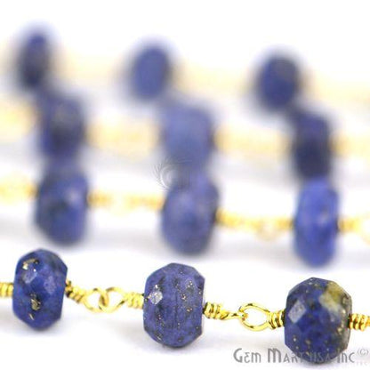 Lapis Lazuli Gold Plated Wire Wrapped Beads Rosary Chain (762796081199)