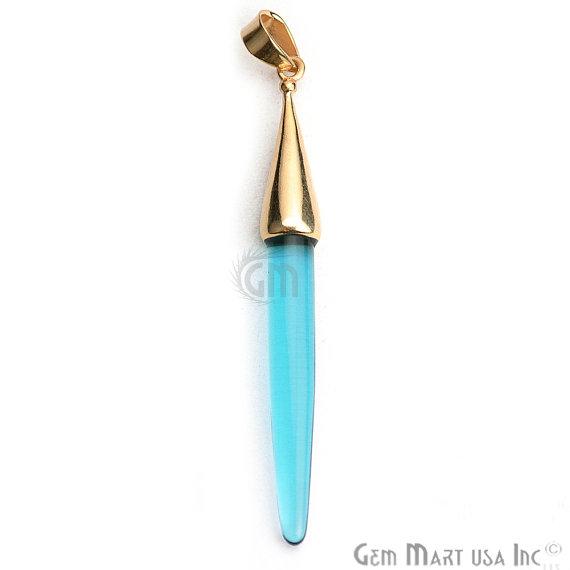 Gold Plated Cap Gemstone Spike Charm Pendant (50020) - GemMartUSA