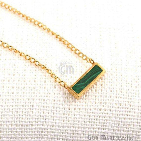 Gemstone Bar Gold Pendant Necklace (Pick your Gemstone) - GemMartUSA