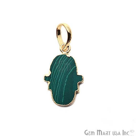 Gold Electroplated 20x15mm Hamsa Shape Gemstone Pendant (50014) - GemMartUSA