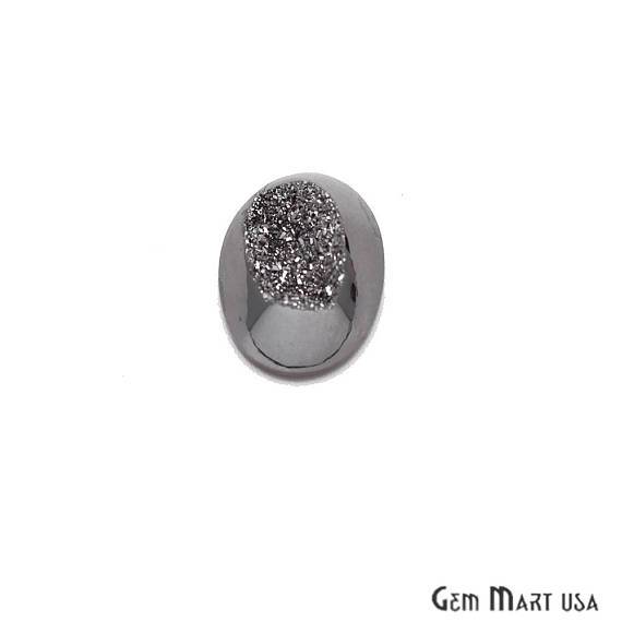 Platinum Druzy, Druzy Cabochon, 20x15mm Oval Shaped Druzy, Cabochon, Druzy Stone (GPMZ-80036) - GemmartUSA