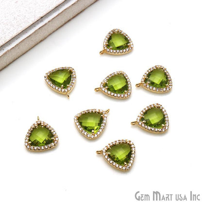 Trillion 10mm Gold Prong Setting Cubic Zircon Pave Connectors (Pick Stone) - GemMartUSA
