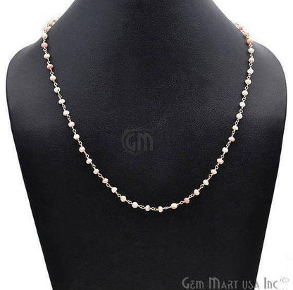 Round Bead Wire Wrapped Necklace Chain (Pick your Gemstone, Plating) - GemMartUSA