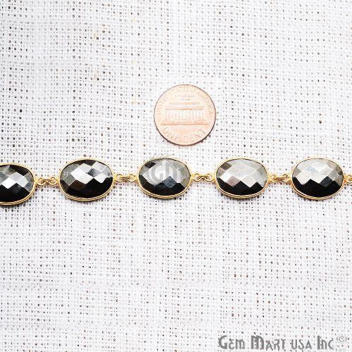 Pyrite 16x12mm Oval Gold Bezel Continuous Connector Chain (763987099695)