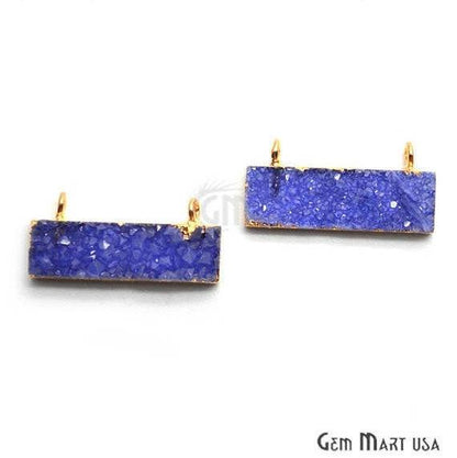 Gold Electroplated 25x11mm Rectangle Shape Double Bail Druzy Pendant (50025) - GemMartUSA