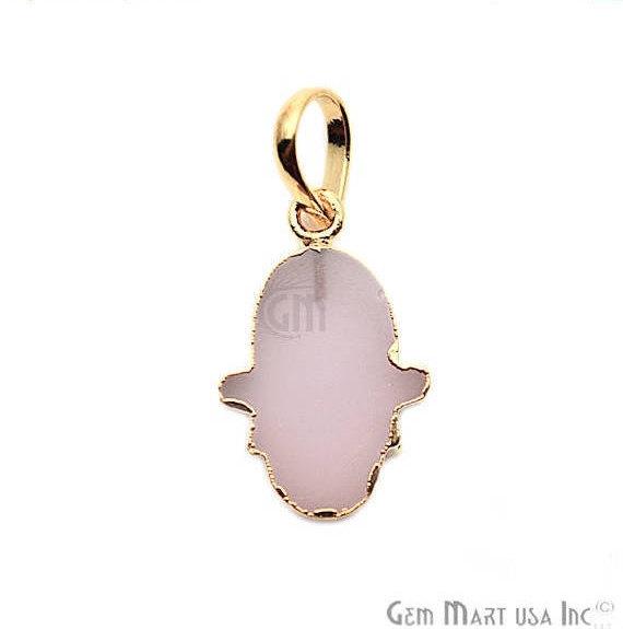 Gold Electroplated 20x15mm Hamsa Shape Gemstone Pendant (50014) - GemMartUSA