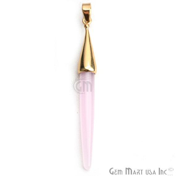 Gold Plated Cap Gemstone Spike Charm Pendant (50020) - GemMartUSA