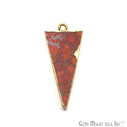 Gold Plated 35x15mm Triangle Shape Sediment Jasper Pendant (50063) - GemMartUSA