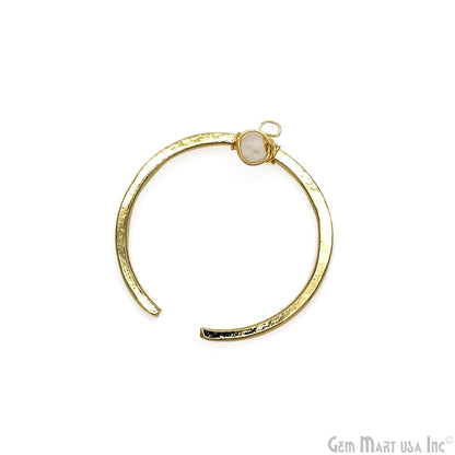 Rainbow Moonstone Hexagon 26x24mm Hoop Gemstone Bead Gold Plated Connector