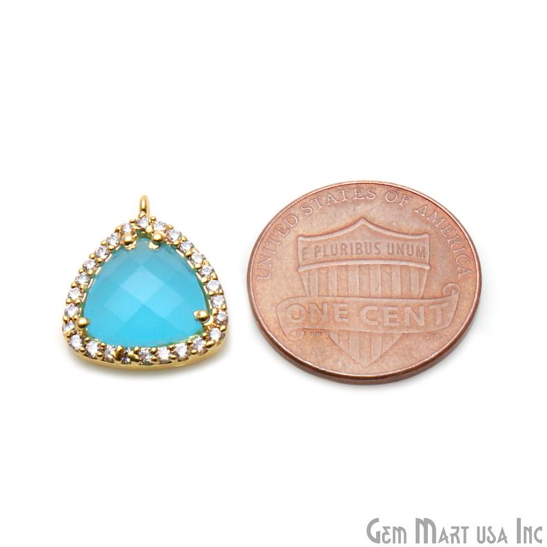 Trillion 10mm Gold Prong Setting Cubic Zircon Pave Connectors (Pick Stone) - GemMartUSA