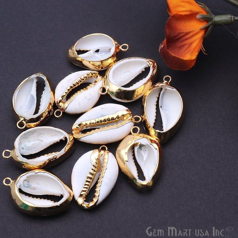 Conch Seashell Gold Electroplated Beach Charm Connector - GemmartUSA