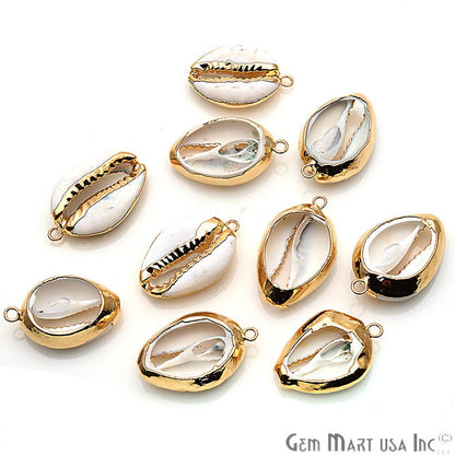 Conch Seashell Gold Electroplated Beach Charm Connector - GemMartUSA