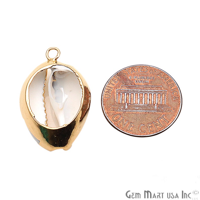 Conch Seashell Gold Electroplated Beach Charm Connector - GemMartUSA