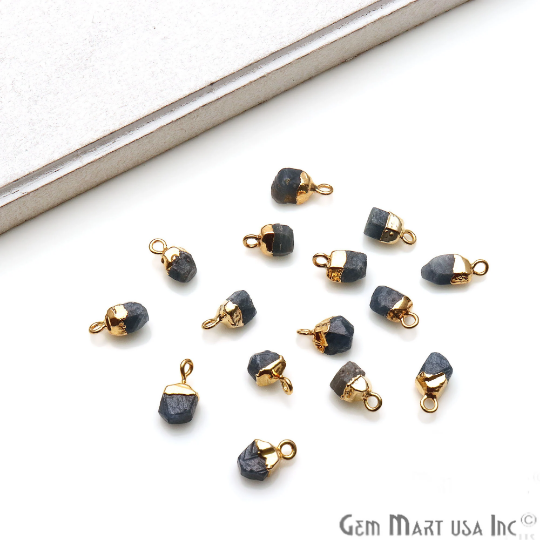 Sapphire 12x5mm Single Bail Gold Electroplated Gemstone Connector