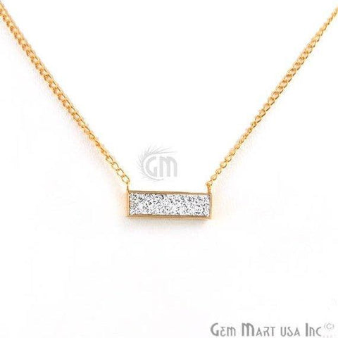 Rectangle Shape Gemstone Gold Plated Bar Pendant 18 Inch Long Necklace Chain (Pick your Gemstone) - GemMartUSA