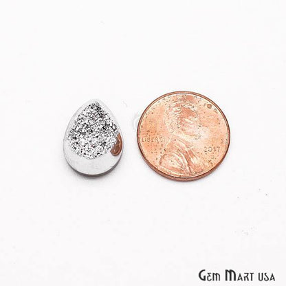 Silver Druzy, Druzy Cabochon, 16x12mm Pears Shaped Druzy, Cabochon, Druzy Stone (GPSZ-80020) - GemMartUSA