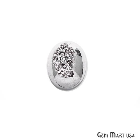 Silver Druzy, Druzy Cabochon, 20x15mm Oval Shaped Druzy, Cabochon, Druzy Stone (GPSZ-80036) - GemmartUSA