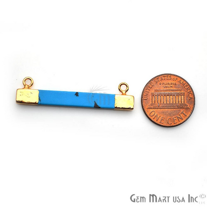 Jasper Turquoise Rectangle Gold Plated Gemstone Connector
