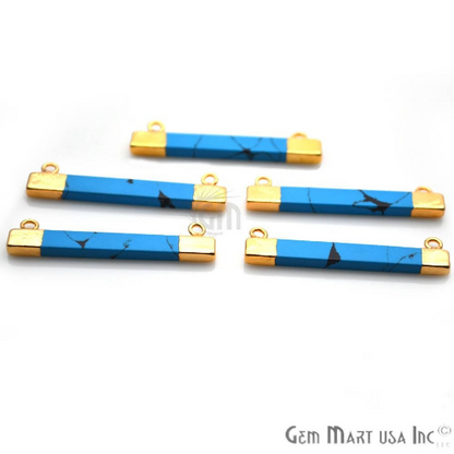 Jasper Turquoise Rectangle Gold Plated Gemstone Connector
