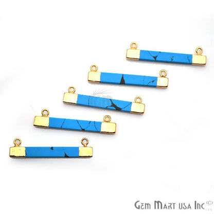 Jasper Turquoise Rectangle Gold Plated Gemstone Connector