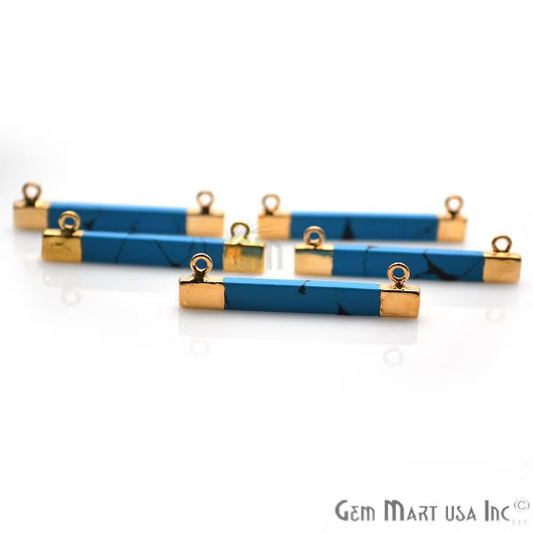 Jasper Turquoise Rectangle Gold Plated Gemstone Connector
