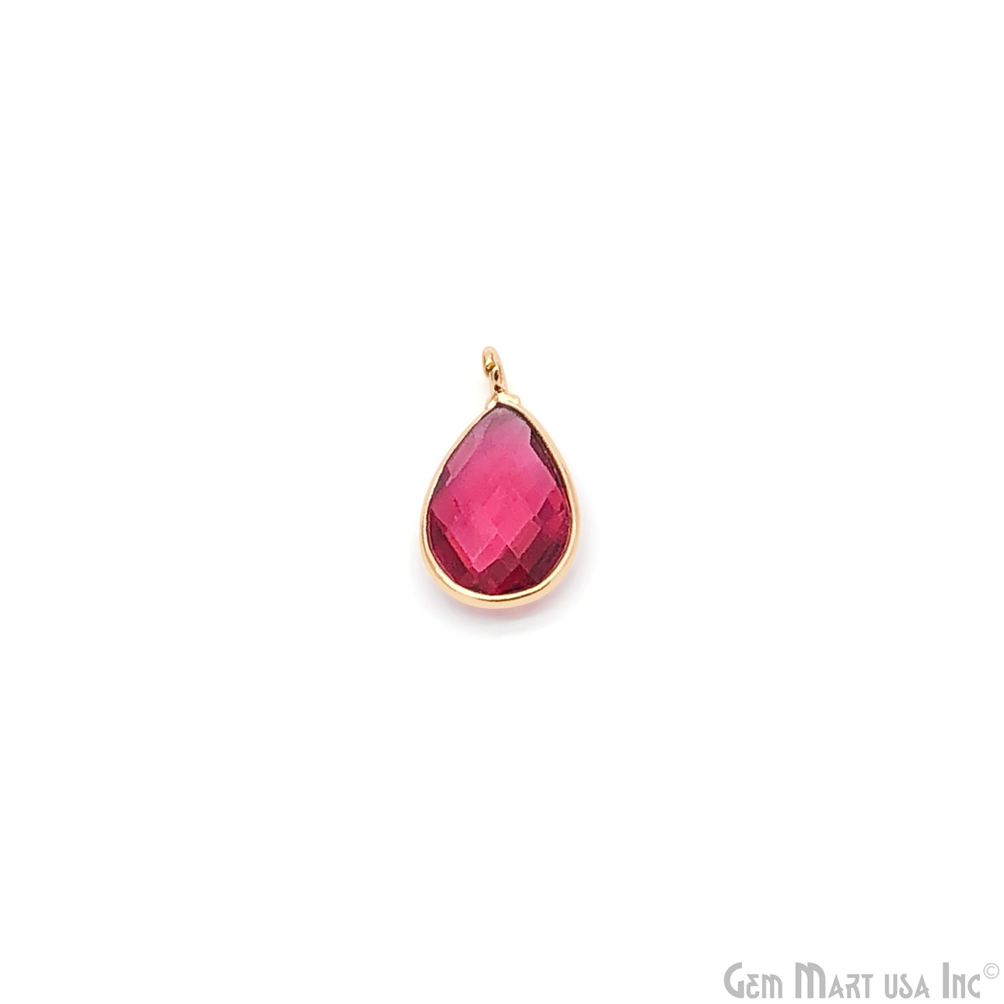 Pink Tourmaline Gemstone Pendant With Faceted Pears Shape in Gold Bezel Setting, Single Bail DIY Jewelry, 12x8MM