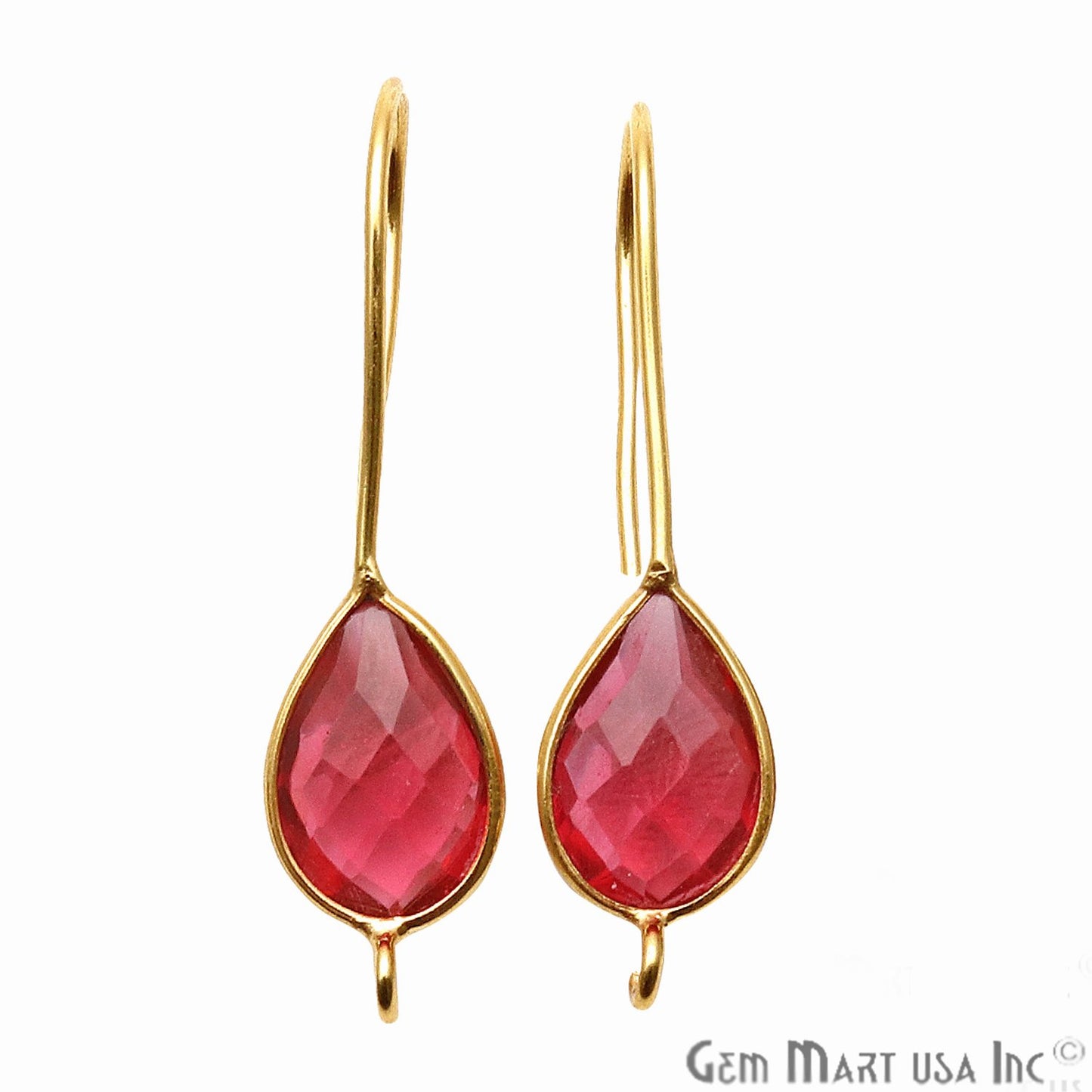 Pear Shape 31x9mm Gemstone Connector Hook Earrings