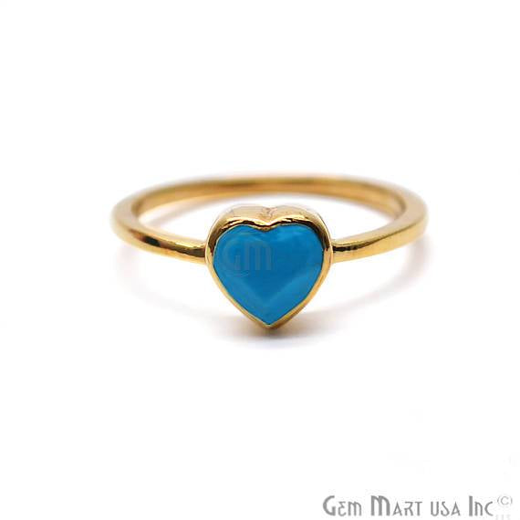 Gold Plated Heart Shape Single Gemstone Solitaire Ring (GP-12009) - GemMartUSA