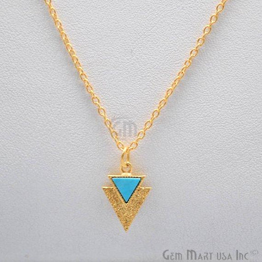 Triangle Gemstone Gold Pendant Necklace Chain (Pick your Gemstone) - GemMartUSA