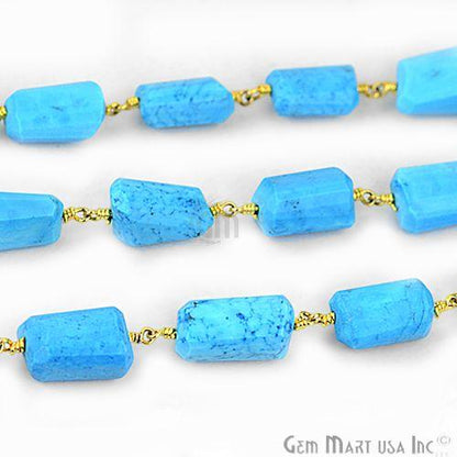 Turquoise 10-15mm Gold Plated Beads Rosary Chain (762743029807)