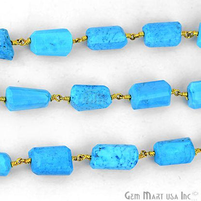 Turquoise 10-15mm Gold Plated Beads Rosary Chain (762743029807)