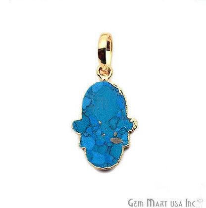 Gold Electroplated 20x15mm Hamsa Shape Gemstone Pendant (50014) - GemMartUSA