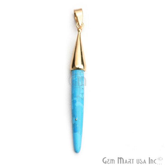 Gold Plated Cap Gemstone Spike Charm Pendant (50020) - GemMartUSA