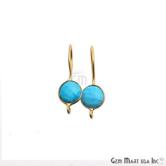 DIY Gemstone 26x9mm Gold Plated Round Hook Earring