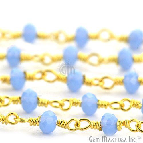 Tanzanite Gold Plated Wire Wrapped Beads Rosary Chain (763677933615)