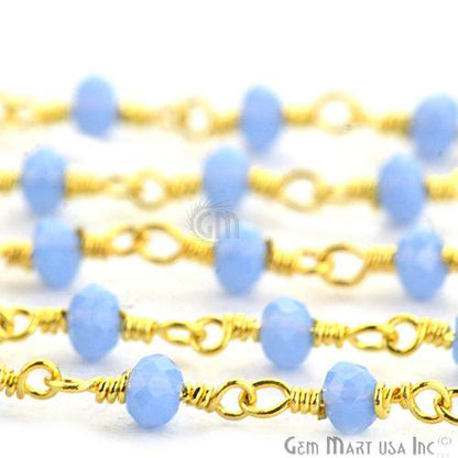 Tanzanite Gold Plated Wire Wrapped Beads Rosary Chain (763677933615)