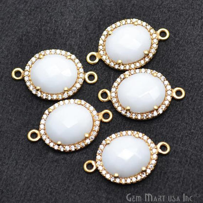 Gemstone 10x12mm Oval Cubic Zirconia Prong Setting Gold Connector (Pick Your Gemstone) - GemMartUSA