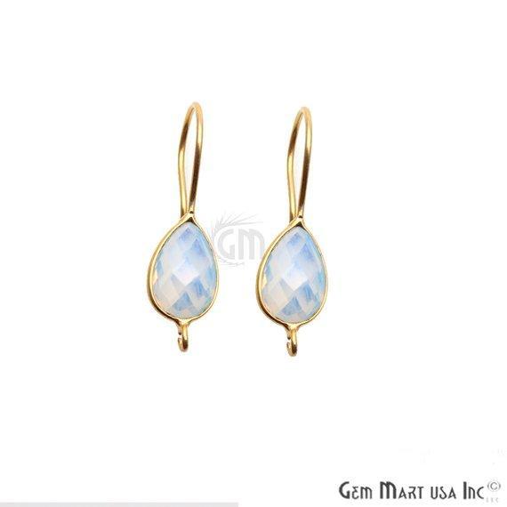 Pear Shape 31x9mm Gemstone Connector Hook Earrings