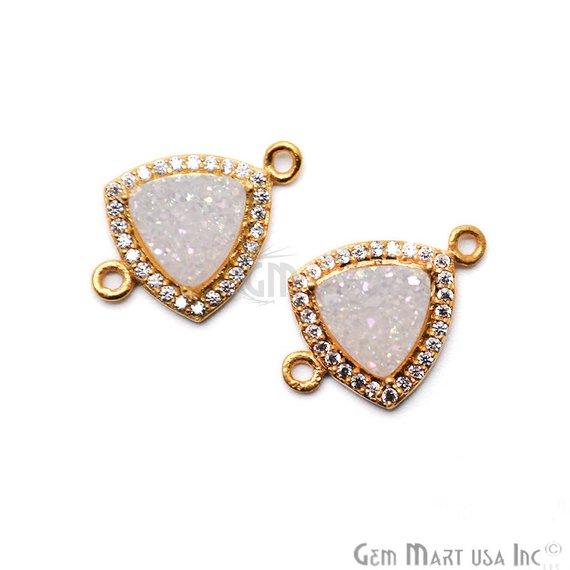 Druzy With Cubic Zircon Pave 8mm Trillion Gold Plated Double Bail Connector (Pick Your Color) 40019 - GemMartUSA