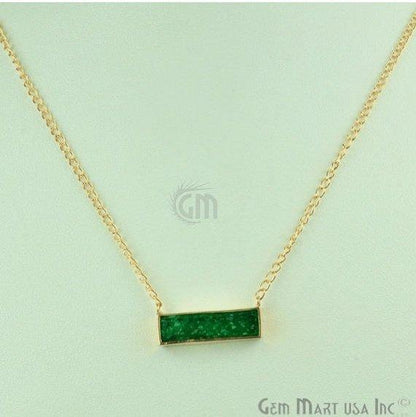 Rectangle Shape Gemstone Gold Plated Bar Pendant 18 Inch Long Necklace Chain (Pick your Gemstone) - GemMartUSA