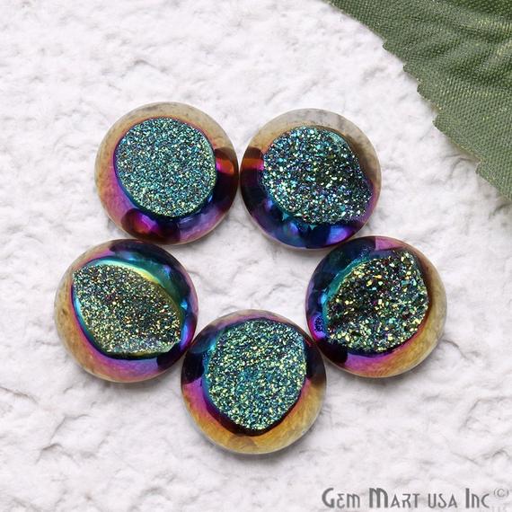 Window Druzy Cabochon 14mm Round Shape Cave Druzy (Pick Your Color) - GemmartUSA