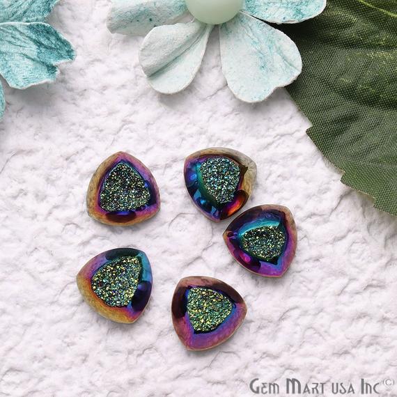 Window Druzy Cabochon 12mm Trillion Shape Cave Druzy (Pick Your Color) - GemMartUSA