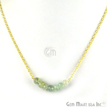 Faceted Gemstone Bead Bar Necklace Chain (Pick your Gemstone, Plating) - GemMartUSA