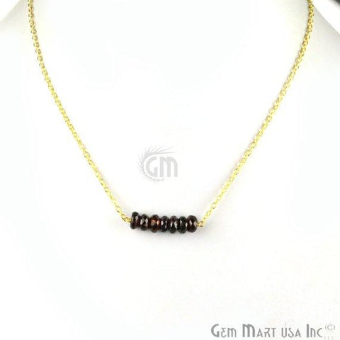 Faceted Gemstone Bead Bar Necklace Chain (Pick your Gemstone, Plating) - GemMartUSA