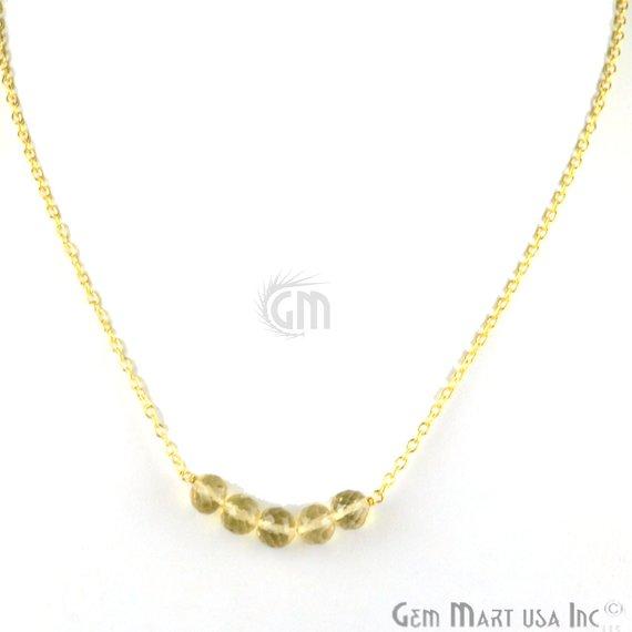 Faceted Gemstone Bead Bar Necklace Chain (Pick your Gemstone, Plating) - GemMartUSA