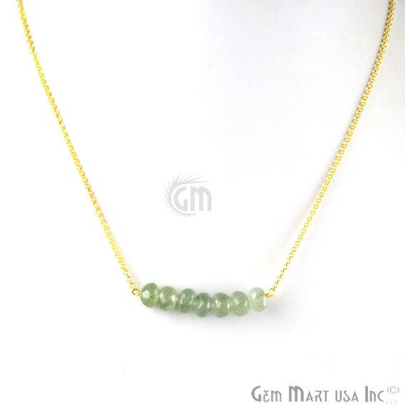 Faceted Gemstone Bead Bar Necklace Chain (Pick your Gemstone, Plating) - GemMartUSA