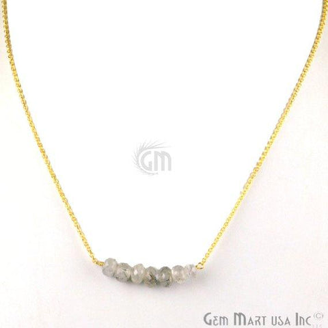 Faceted Gemstone Bead Bar Necklace Chain (Pick your Gemstone, Plating) - GemMartUSA